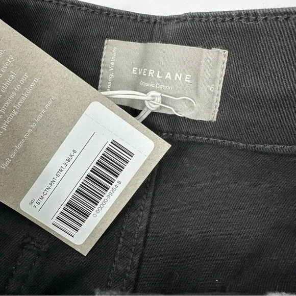 Everlane Women’s NWT Black Organic Cotton Straight-Leg Designer Pant‎ 6/W29/L26